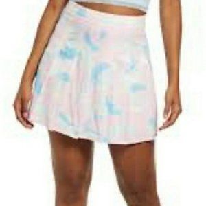 NWT Nordstrom BP pink-blue painted camo pleated Skirt size Medium